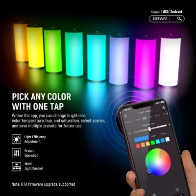 Neewer tl97c app led light wand